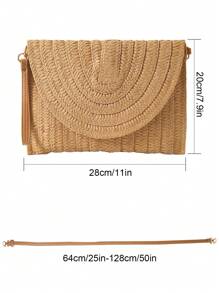 SHEIN 女士极简翻盖包、编织斜挎信封包、女士度假包、假日包、草编钱包、草编沙滩包、沙滩必需品、沙滩必备品、沙滩用品和夏季必备品、最适合海滩氛围的女士包、夏季时尚度假包