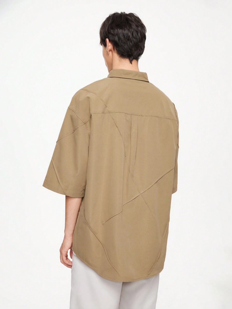 Men's Summer Solid Color Short Sleeve Casual Casual Pleated Shirt