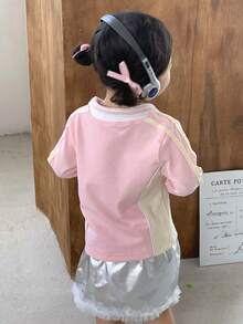 SHEIN Fashionable Laser Patchwork Sweatshirt And Bold Design Skirt Set For Toddler Girls, Casual Academy Style