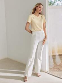 MOTF PREMIUM Camiseta de manga corta con detalle de cuentas - Albaricoque - Ver 6