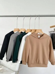 SHEIN Leap Crew 男婴5件套休闲纯色卫衣，适合叠穿、户外活动、上学、幼儿园、春季、秋季、冬季穿着。 - 彩色 - 查看 1