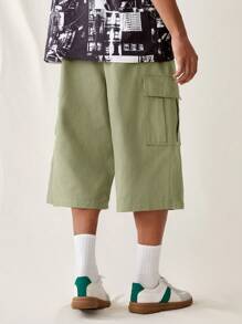 Manfinity VCAY Men's Woven Striped Casual Elastic Waist Straight Trousers For Daily Wear, Youth - Blue and White - View 2