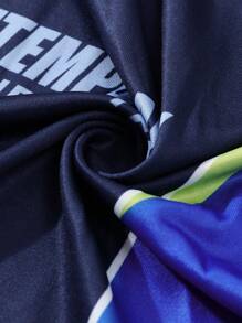 ROMWE MEN 男士骷髏及十字印花常規版型T恤，2021春夏系列 - 藍色 - 查看 7