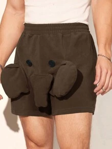 FeverCity Quần short nam 3D thân voi màu trơn - Cà phê nâu - Xem 2
