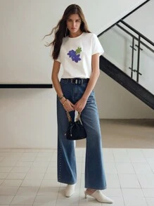 MOTF PREMIUM ÁO THÊU TAY NGẮN MẪU HOA - trắng - Xem 8