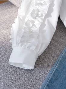 SHEIN Genkimix Kids Camicia a manica lunga semplice di colore solido per ragazze giovani da indossare tutti i giorni