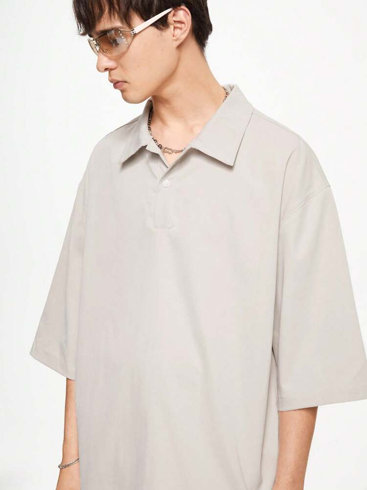 Men's Plain And Simple Daily Shirt And Shorts Set