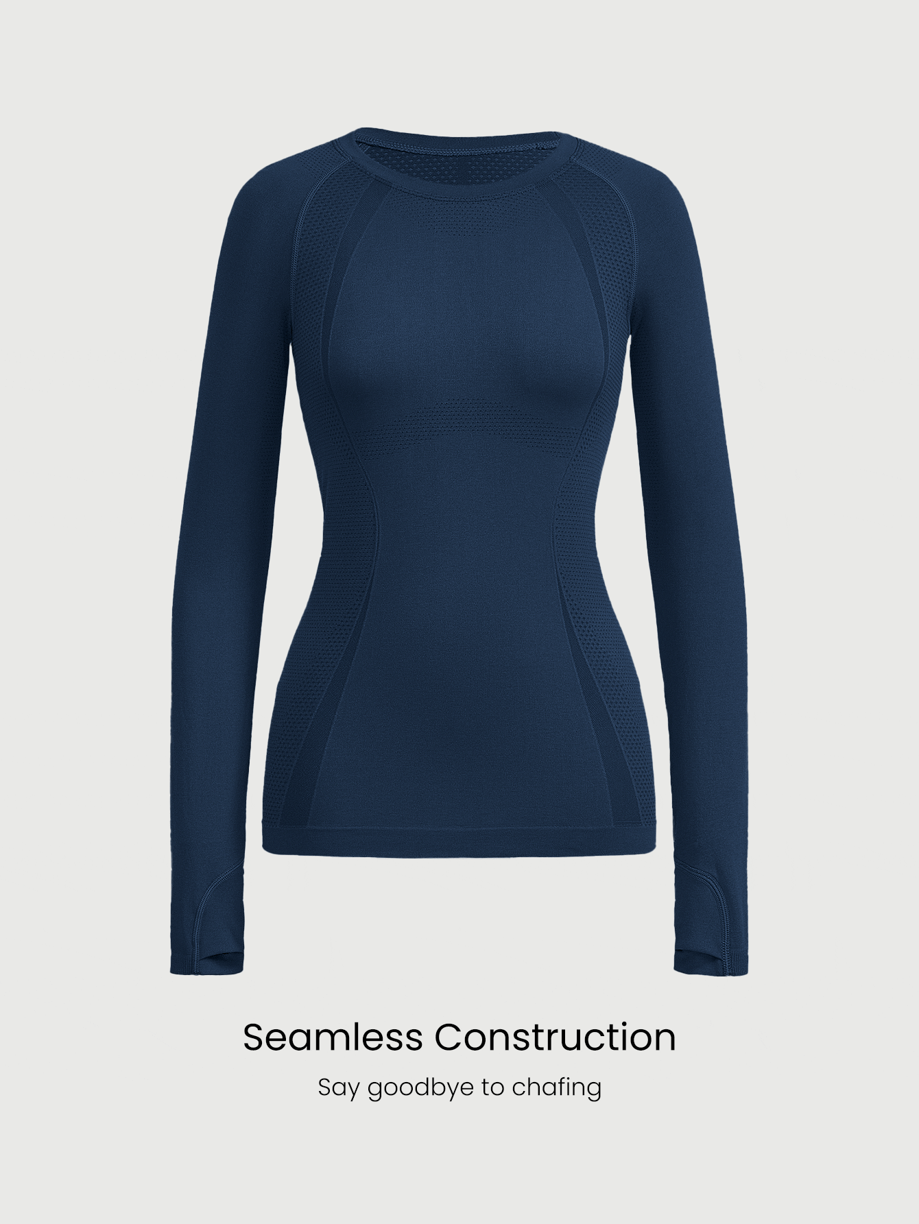 GLOWMODE 無縫修身長袖上衣,髖部長度,排濕抗菌透氣輕盈 - Dark Blue - 查看 6