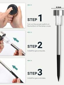 10 件装太阳能草坪灯、LED 不锈钢小灯管、别墅、庭院灯、多色花园装饰灯；户外防水落地灯（暖白色）圣诞节节日礼物 - 暖白色 - 查看 6