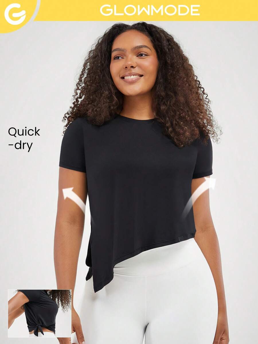 GLOWMODE Asymmetrical Hem Quick-Dry Tee Daily Casual Summer