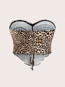 SHEIN Unity Women's Strapless Twist-Knot Backless Sexy Leopard/ Solid Color Simple & Fashionable Top (Multiple Colors) - Multicolor - View 6