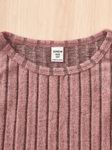 SHEIN Leap Crew Tween Girls' Comfortable Solid Color Ribbed Round Neck Sleeveless Dress 3-Piece Set, Casual - Multicolor - View 4