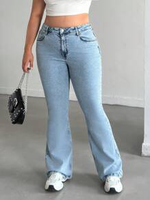 RueChic Hoch taillierte Schlaghose für Frauen mit großen Größen