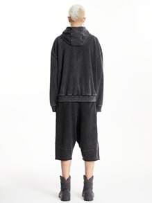 Manfinity RebelGame Sweat-shirt à capuche avec fermeture éclair pour homme, Streetwear tricoté avec Logo de flocon de neige imprimé, surdimensionné, épaules tombantes, pour automne/hiver - Noir - Voir 7