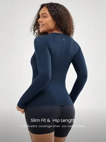 GLOWMODE Seamless Slimfit Long Sleeve Top Hip Length Antibacterial Lightweight Summer Gym