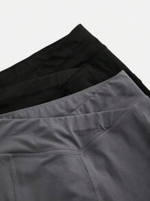 SHEIN Girlism 2入組女孩針織純色高彈力打底褲，適用於日常休閒穿著 - 彩色 - 查看 5