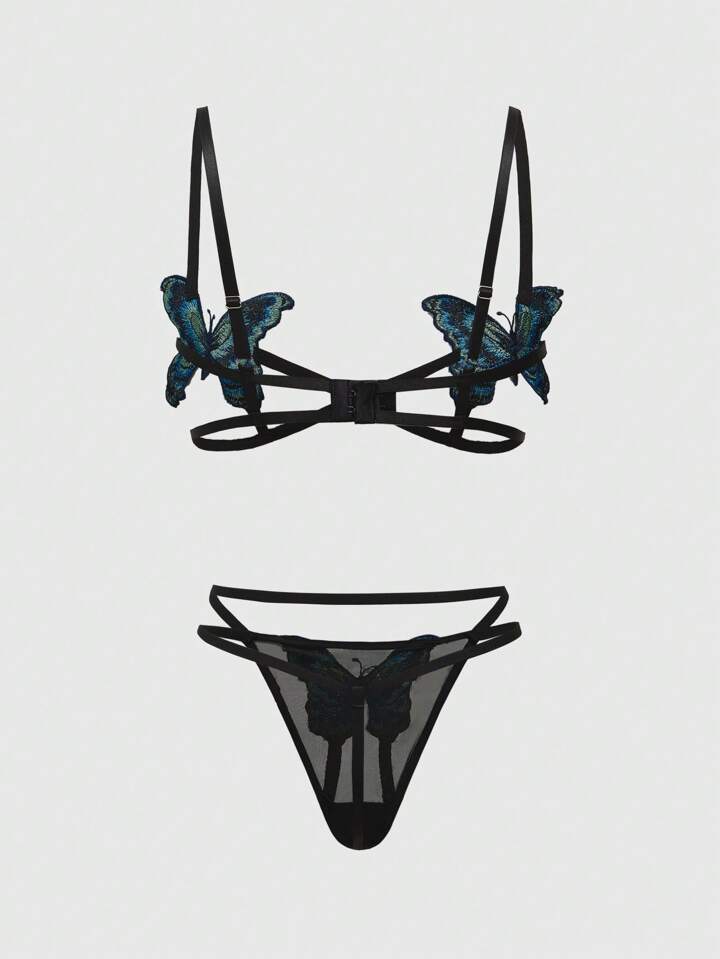 Our Fairycore Women's Fairy Themed Lingerie Set With Bowknot Backless Top  And Sexy Thong Underwear is such a vibe - ROMWE