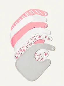 6 Stücke Baby Mädchen Baumwoll Sabber Lätzchen, Regenbogen- und Blumen Muster Einheitsgröße Bandana Lätzchen in einfarbigen Farben - Verschiedenfarbig - Übersicht 2