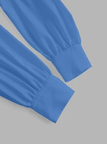 Calvaya Camisa holgada con mangas de linterna para mujeres de uso casual primavera/otoño (dobladillo alto-bajo)