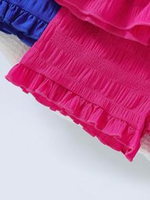 SHEIN Bộ áo ba lỗ và quần đùi xếp nếp hai lớp màu trơn đáng yêu dành cho nữ, nhiều màu, hoàn hảo cho kỳ nghỉ, du lịch và các bữa tiệc mùa hè - Nhiều màu - Xem 5