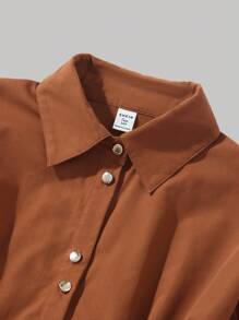 Cazadora cortaviento de otoño con cuello de camisa, mangas largas, cintura plisada y ribetes de volantes para chicas adolescentes, ideal para hacer senderismo