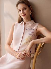 MOTF PREMIUM ÁO THƠ KHÔNG TAY IN HOA - Hồng - Xem 3