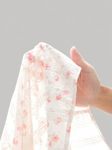 SHEIN Frenchy 女士印花刺繡上衣，輕便氣球袖春夏襯衫，適合日常穿著，花朵襯衫鈕扣式下午茶裝備，夏日服裝及時尚花朵裝飾上衣 - 白色 - 查看 6