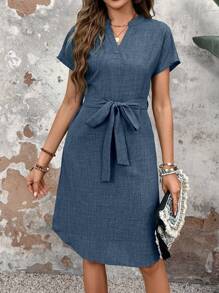 EMERY ROSE Women'S A-Line Waist Belted Dress Casual Dress Summer,Summer Dresses For Women - Blue - View 5