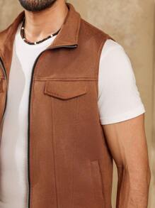 Manfinity Homme Men's Simple Daily Sleeveless Vest - Coffee Brown - View 3