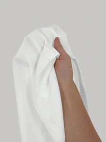 SHEIN Girlism Bộ đồ liền thân viền tương phản dệt kim màu trắng thanh lịch cho bé gái tuổi teen dự tiệc trang trọng & trở lại trường - trắng - Xem 5