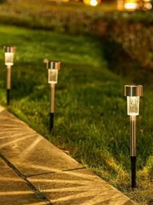 10 件装太阳能草坪灯、LED 不锈钢小灯管、别墅、庭院灯、多色花园装饰灯；户外防水落地灯（暖白色）圣诞节节日礼物 - 暖白色 - 查看 5