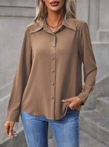 EMERY ROSE Men's Solid Color Long Sleeve Casual Shirt, Spring/Summer/Fall,Long Sleeve Tops