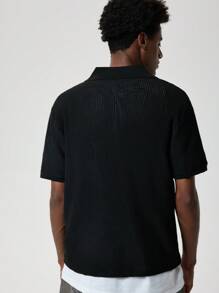 Forever 21 Men's Textured Knitted Polo In Black - Black - View 2