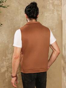 Manfinity Homme Men's Simple Daily Sleeveless Vest - Coffee Brown - View 2