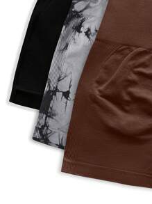 Easithlete 女士高腰无缝弹力健身运动短裤，适合日常穿着女士运动短裤、健身短裤、骑行短裤 - 彩色 - 查看 5