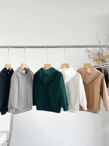 SHEIN Leap Crew 男婴5件套休闲纯色卫衣，适合叠穿、户外活动、上学、幼儿园、春季、秋季、冬季穿着。 - 彩色 - 查看 5