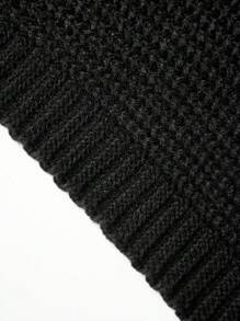 Men's Solid Color Minimalist Casual Long Sleeve Sweater - Black - View 4