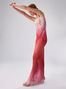 MUSERA Women Ombre Lace Maxi Cami Dress, For Summer Vacation Cute Spring Summer Beach