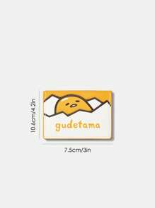 Gudetama X SHEIN 1pc Cute Cartoon & Letter Pattern Small Card Wallet - Yellow - View 10