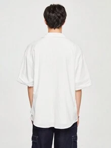 Chillumni Áo sơ mi ngắn tay in chữ mùa hè cho nam - trắng - Xem 2