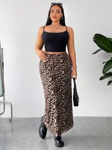 SHEIN EZwear Váy lưới họa tiết da báo cỡ lớn dành cho nữ - Nhiều màu - Xem 4