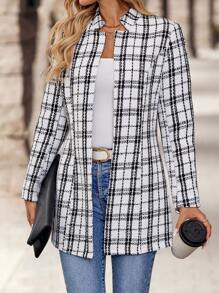 EMERY ROSE Plaid Printed Casual Holiday Long Sleeve Jacket