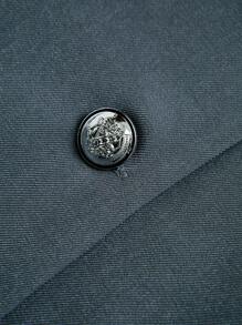 SHEIN Unity Women's Solid Color Simple Daily Woolen Big Swing Coat - Grey - View 7