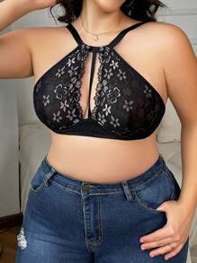 Plus Size Lace Push-Up Bra With Underwire, 1pc, Lingerie - Multicolor - View 1