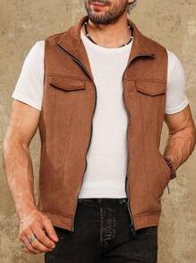 Manfinity Homme Men's Simple Daily Sleeveless Vest - Coffee Brown - View 6