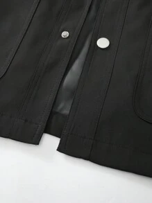 Manfinity Homme Chaqueta sencilla de diario de unicolor para hombres - Negro - Ver 7