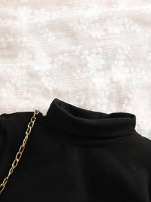 SHEIN Leap Crew 可愛針織純色高領長袖上衣和寬鬆的豹紋印花長褲套裝，適用於女嬰