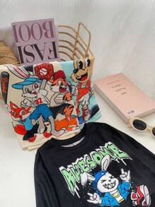 3pcs Clothes Set, Young Boys' Cute Animal Printed Round Neck Long Sleeve T-Shirt, Ideal For Daily Wear, School, Street, Parties, And Outdoor Activities - Multicolor - View 2