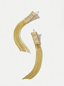 Twin Melody X SHEIN 1 par de aretes largos con borlas adecuados para uso diario de mujeres, citas, vacaciones, bodas