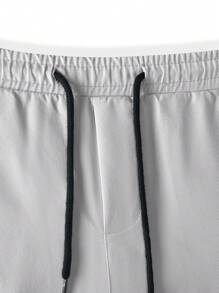 Manfinity Hypemode Men's Simple Drawstring Multi-Pocket Casual Cargo Pants, Daily Leisure - Grey - View 6